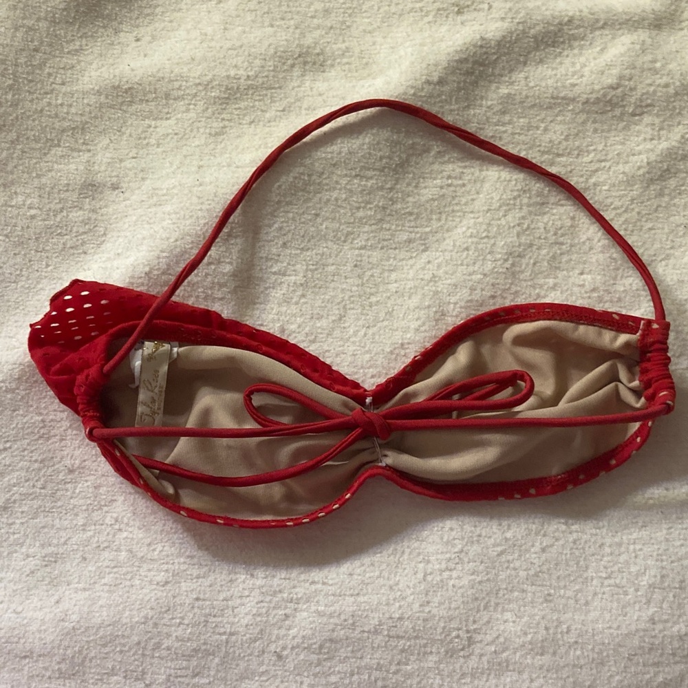 Tyler Rose Perforated Red Ruffle Bikini Set - Picture 5 of 10